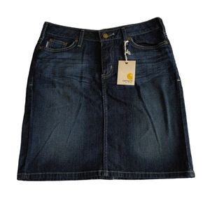 NWT Carhartt Size 2 Blue Denim Jean Zip Fly Mini Skirt
